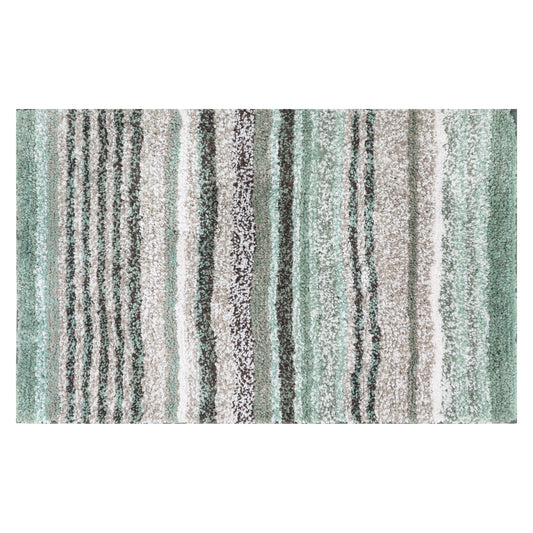 Striped Bathroom Mat Soft Absorbent Non-Slip Backing Quick Dry Machine Washable Bath Mats