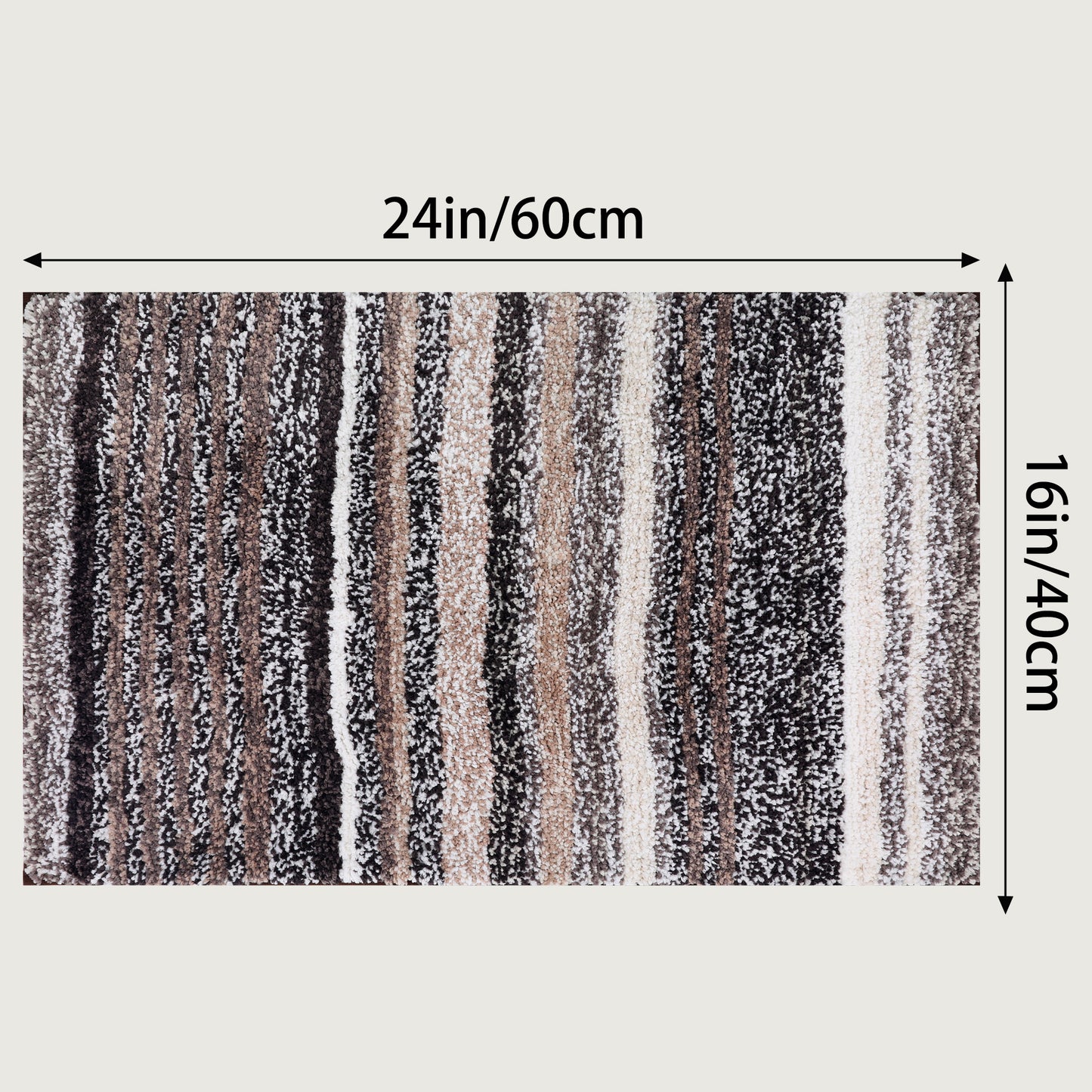 Striped Bathroom Mat Soft Absorbent Non-Slip Backing Quick Dry Machine Washable Bath Mats