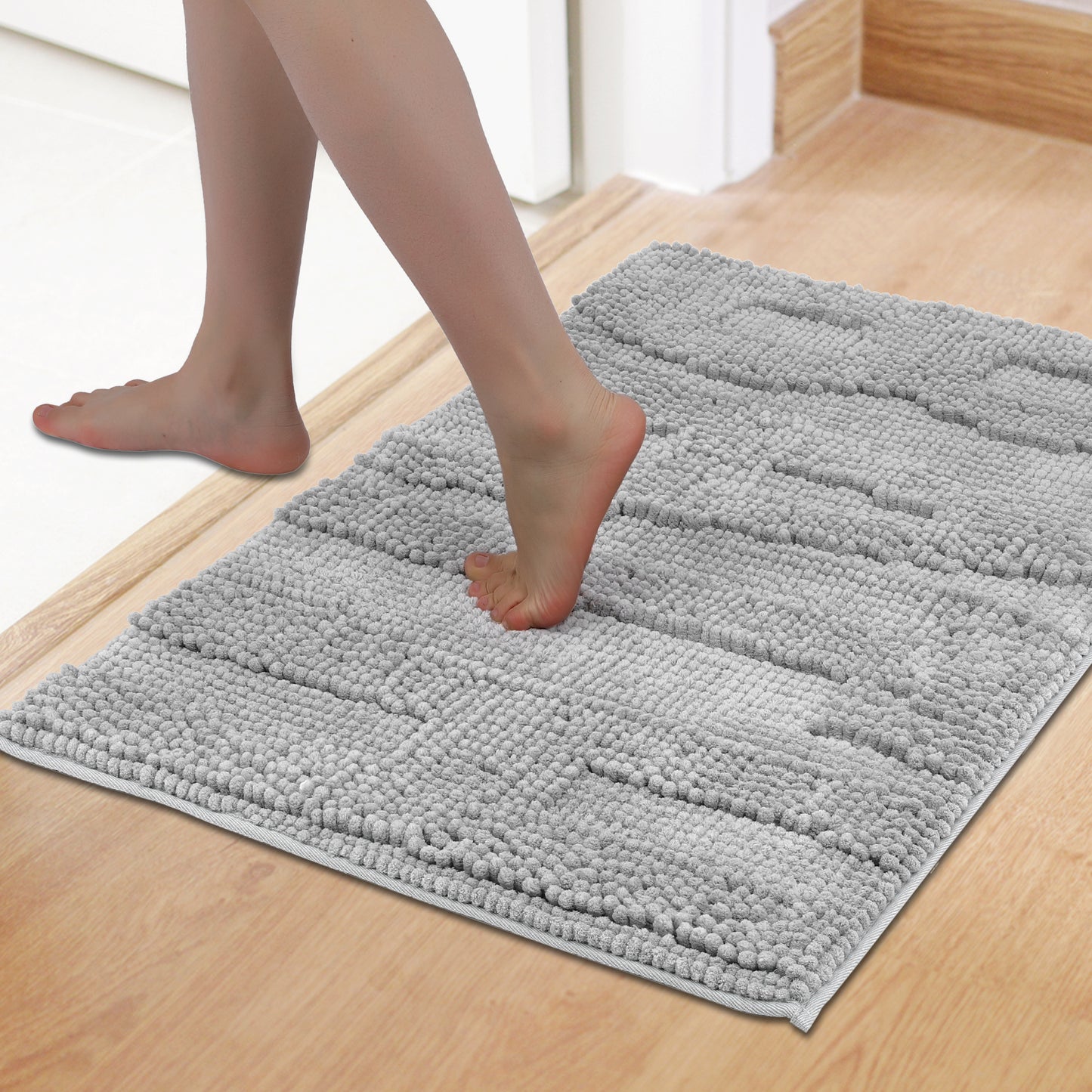 Letter Bathroom Mat Soft Fluffy Chenille Non Slip Backing Washable Absorbent Toilet Baths Mats