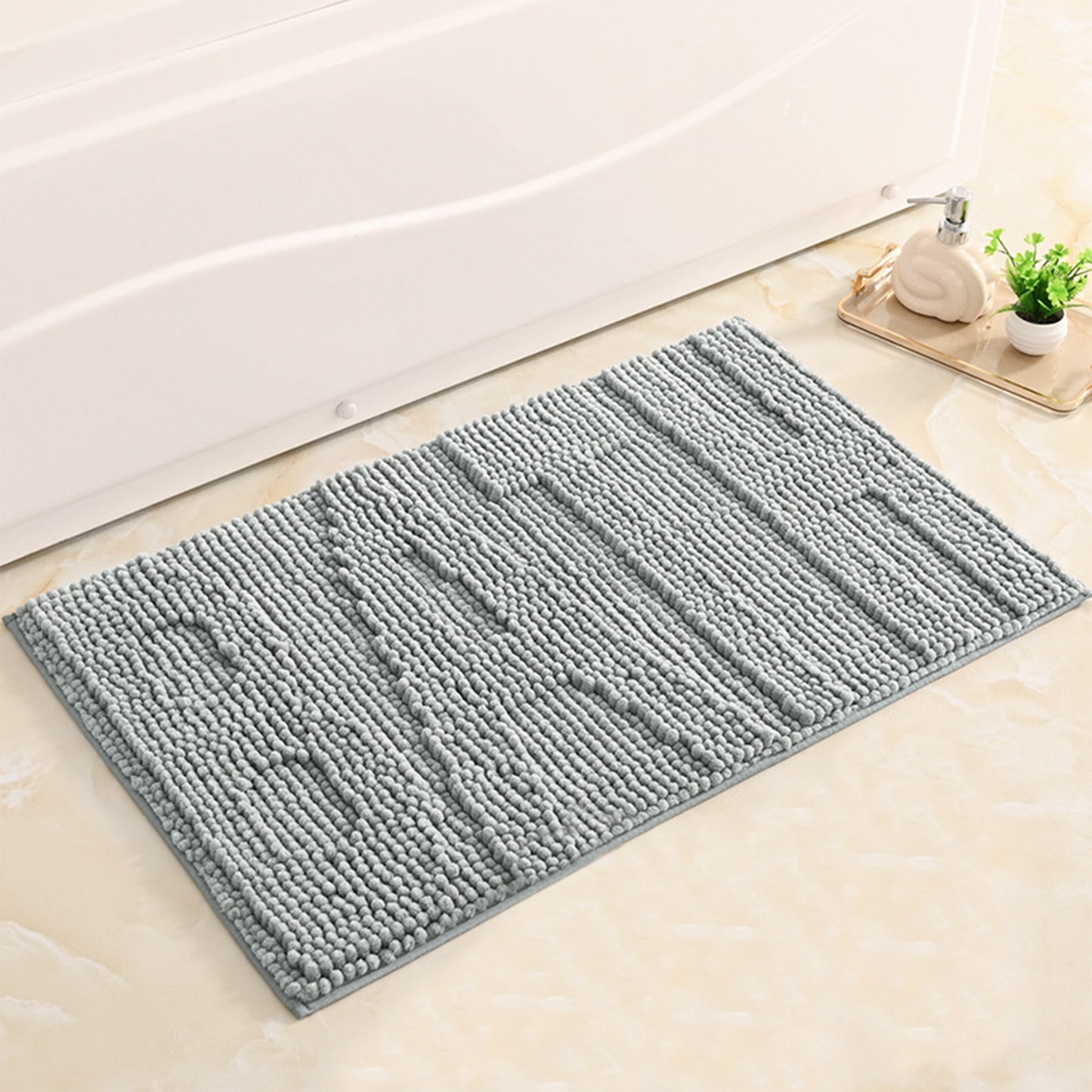 Letter Bathroom Mat Soft Fluffy Chenille Non Slip Backing Washable Absorbent Toilet Baths Mats