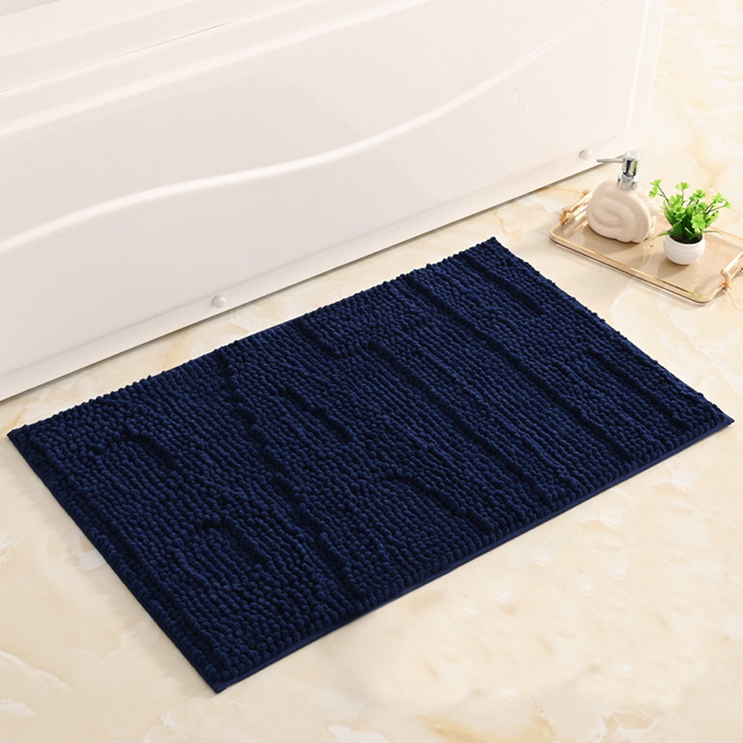 Letter Bathroom Mat Soft Fluffy Chenille Non Slip Backing Washable Absorbent Toilet Baths Mats