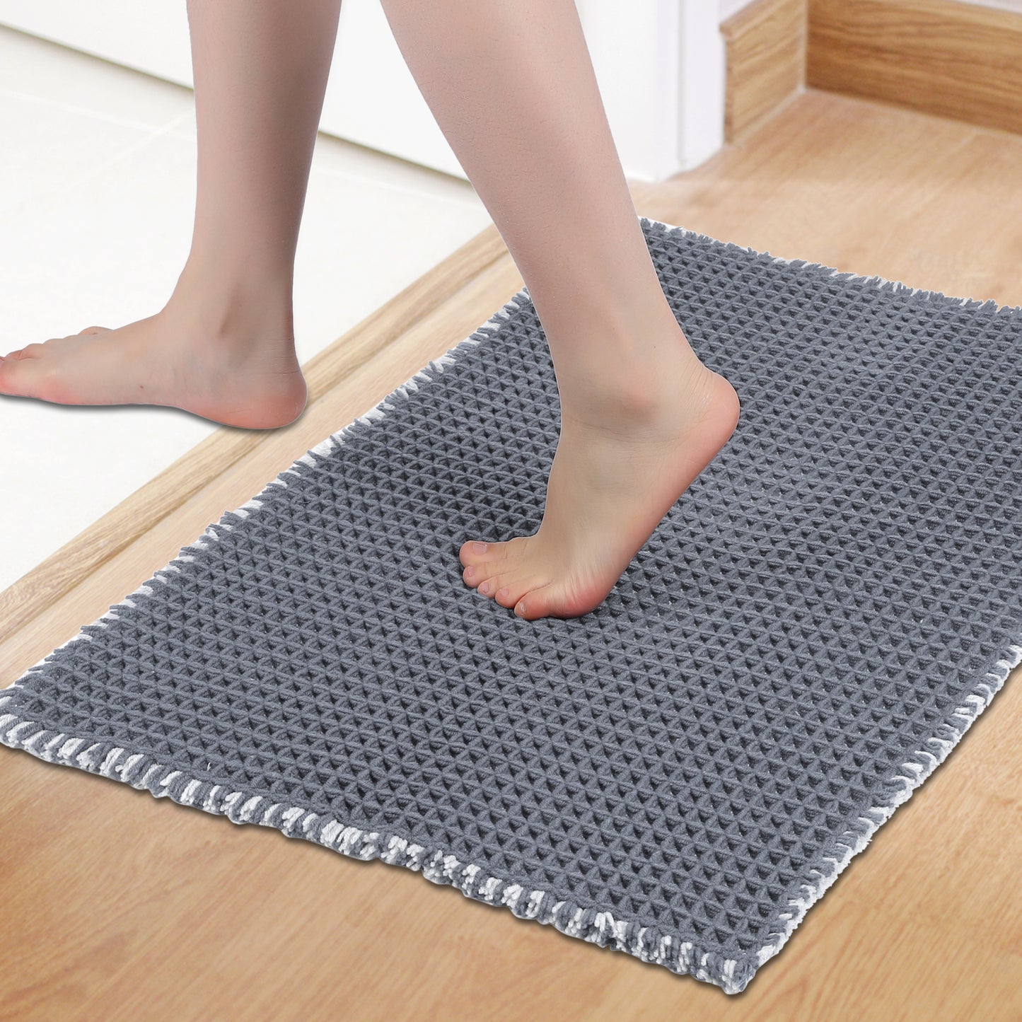 Waffle Bathroom Mat Soft Absorbent Laundry Room Washable Thick Bath Mats