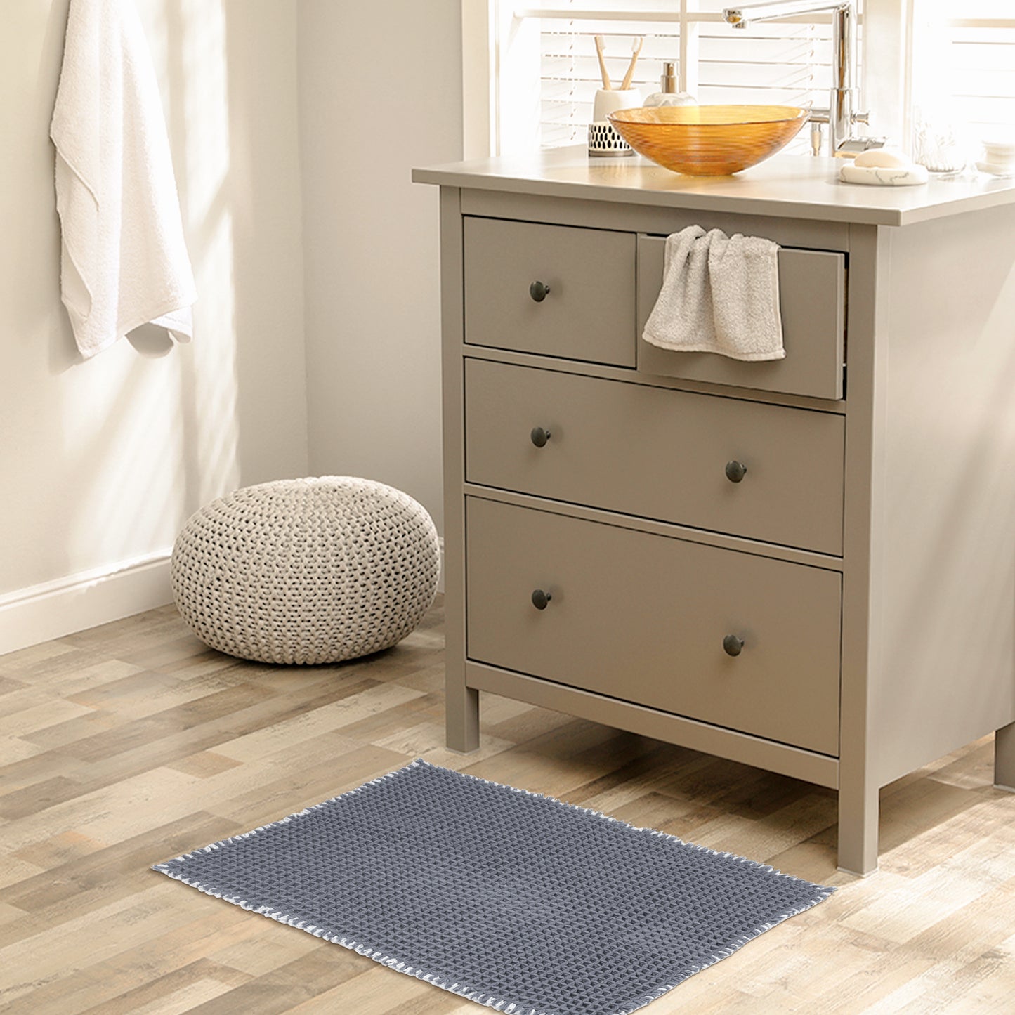 Waffle Bathroom Mat Soft Absorbent Laundry Room Washable Thick Bath Mats