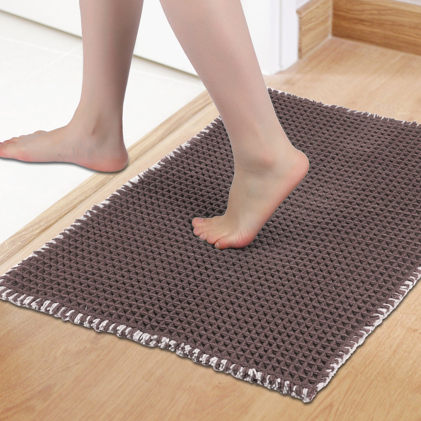 Waffle Bathroom Mat Soft Absorbent Laundry Room Washable Thick Bath Mats
