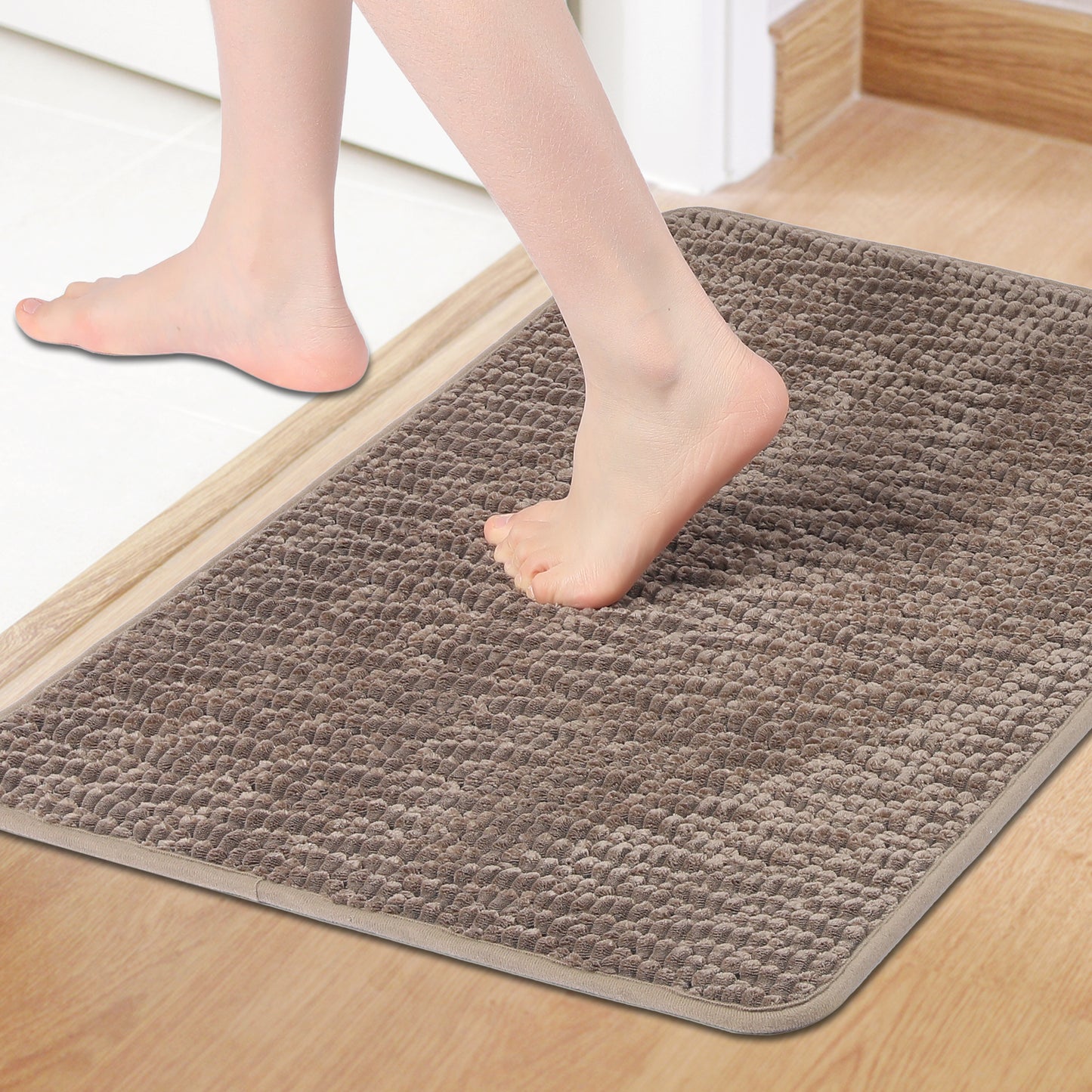Rubber Backing Non Slip Quick Dry Bath Mat, Absorbent Machine Washable Bath Mats