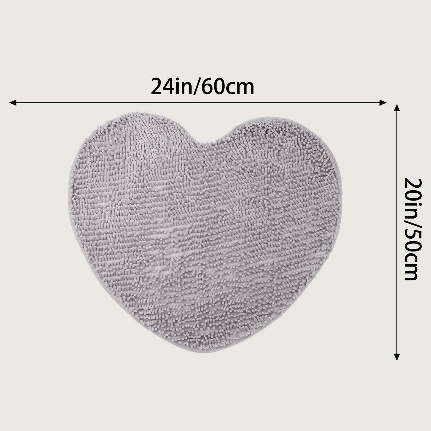Heart Shaped Chenille Bath Rugs Soft Absorbent Shaggy Bath Mats Non-Slip Washable Plush Bath Mats