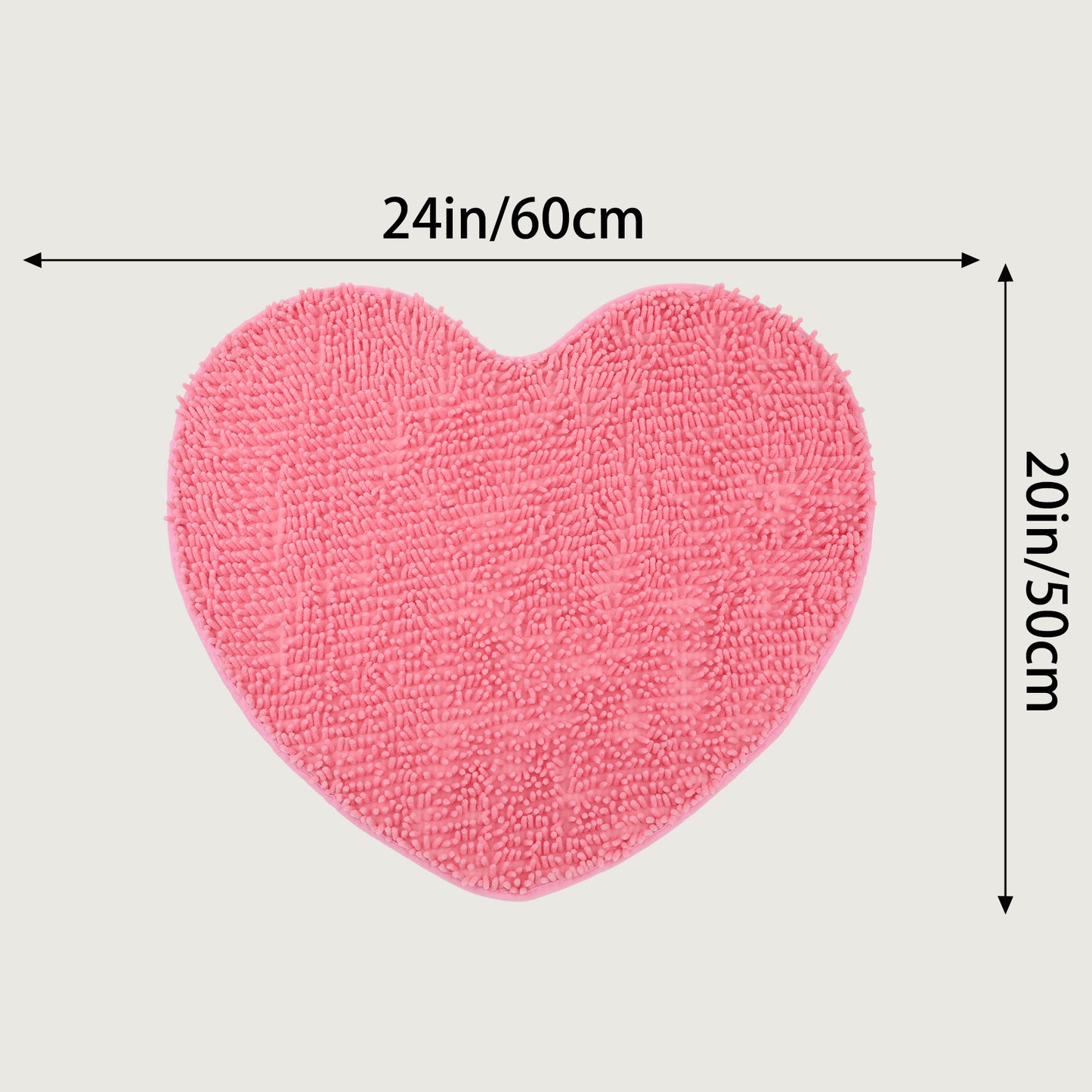 Heart Shaped Chenille Bath Rugs Soft Absorbent Shaggy Bath Mats Non-Slip Washable Plush Bath Mats