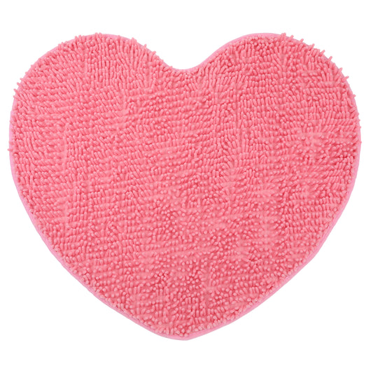 Heart Shaped Chenille Bath Rugs Soft Absorbent Shaggy Bath Mats Non-Slip Washable Plush Bath Mats