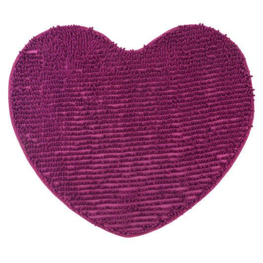 Heart Shaped Chenille Bath Rugs Soft Absorbent Shaggy Bath Mats Non-Slip Washable Plush Bath Mats