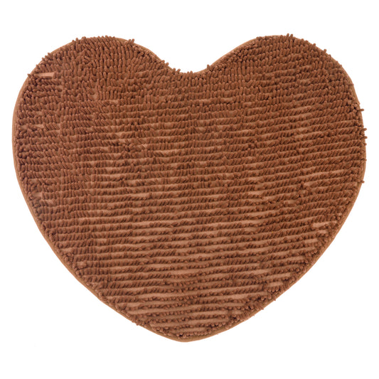 Heart Shaped Chenille Bath Rugs Soft Absorbent Shaggy Bath Mats Non-Slip Washable Plush Bath Mats