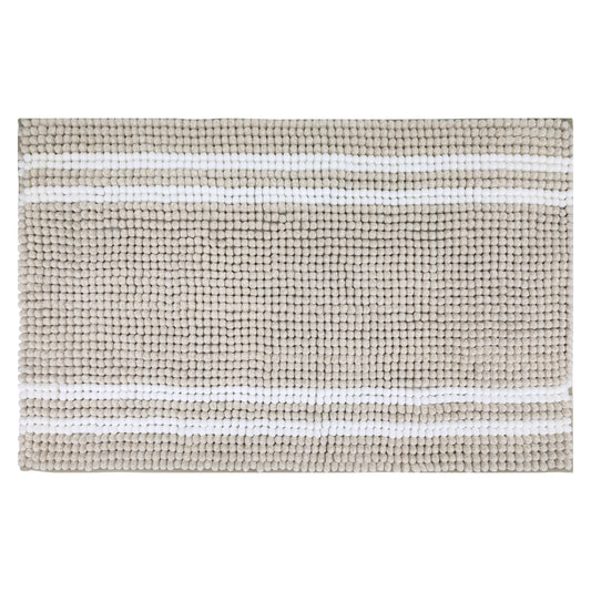 Striped Bathroom Rugs, Soft and Absorbent Fluffy Chenille Bath Rug, Non Slip Bath Mats