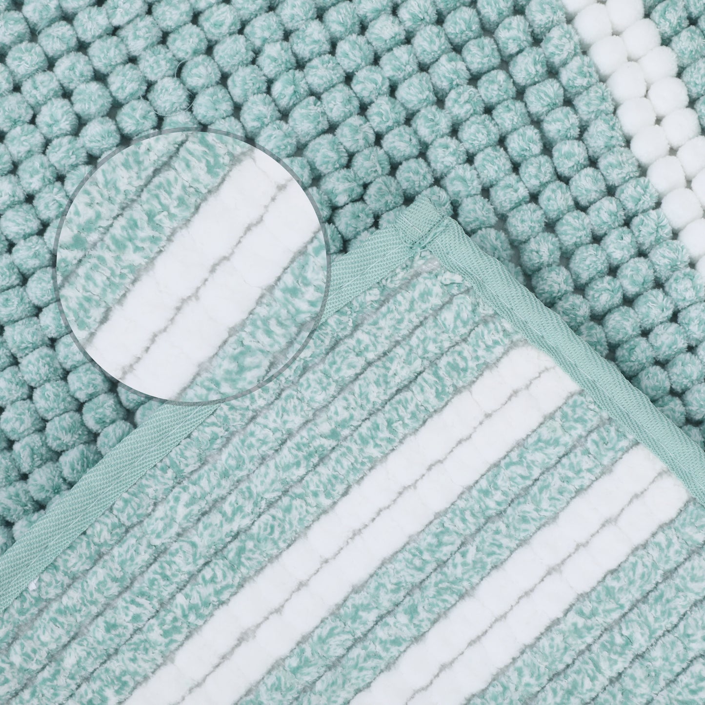 Striped Bathroom Rugs, Soft and Absorbent Fluffy Chenille Bath Rug, Non Slip Bath Mats