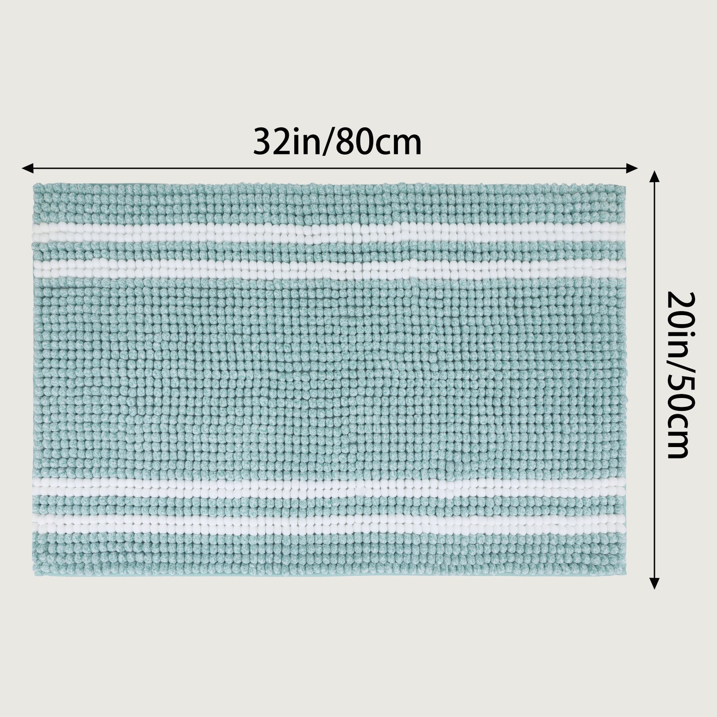 Striped Bathroom Rugs, Soft and Absorbent Fluffy Chenille Bath Rug, Non Slip Bath Mats