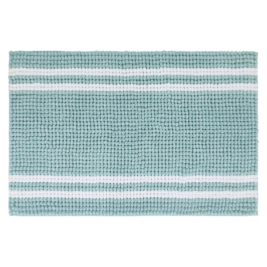 Striped Bathroom Rugs, Soft and Absorbent Fluffy Chenille Bath Rug, Non Slip Bath Mats
