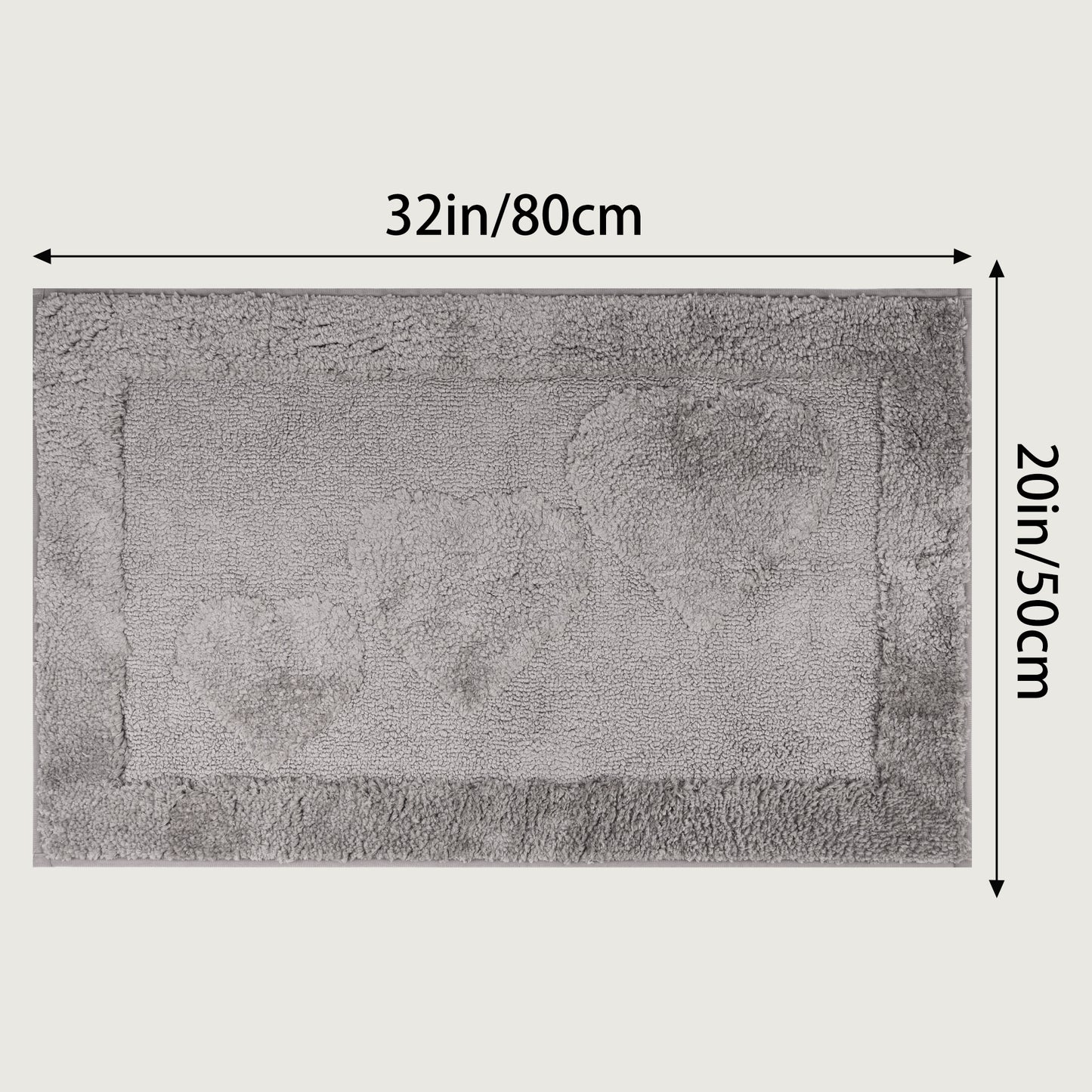 Cute Heart Pattern Bathroom Rugs Mat, Soft Absorbent Non Slip Washable, Quick Dry Shaggy Bath Mats