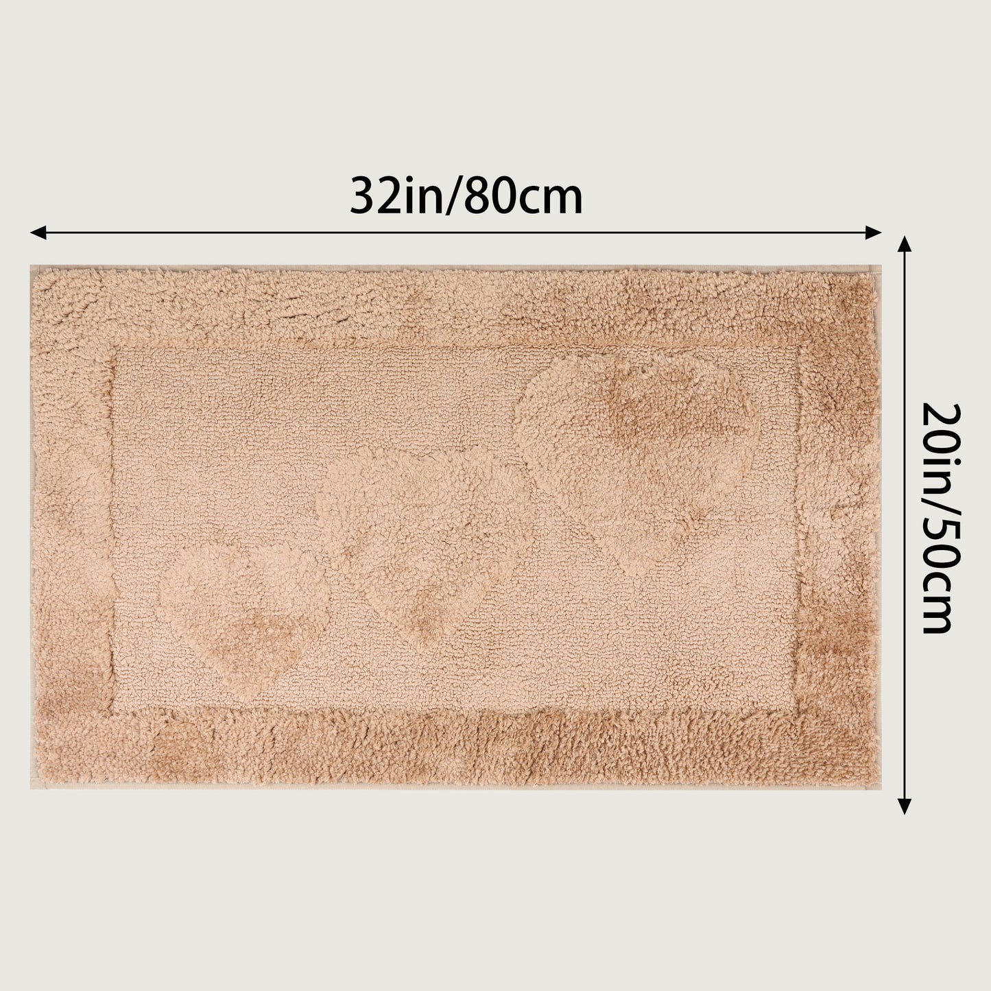 Cute Heart Pattern Bathroom Rugs Mat, Soft Absorbent Non Slip Washable, Quick Dry Shaggy Bath Mats