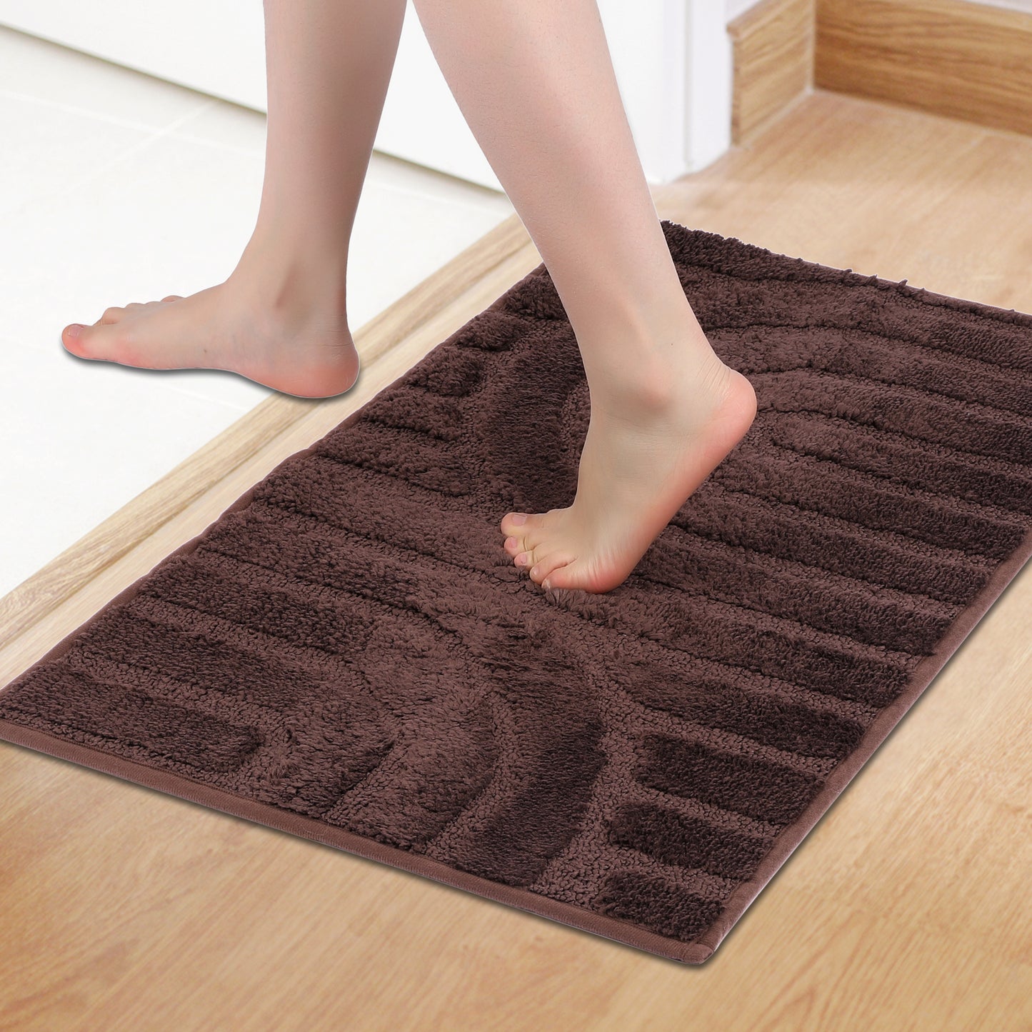 Geometry Pattern Bathroom Rugs Mat, Soft Absorbent Bath Floor Mat, Non Slip Shaggy Bath Mats