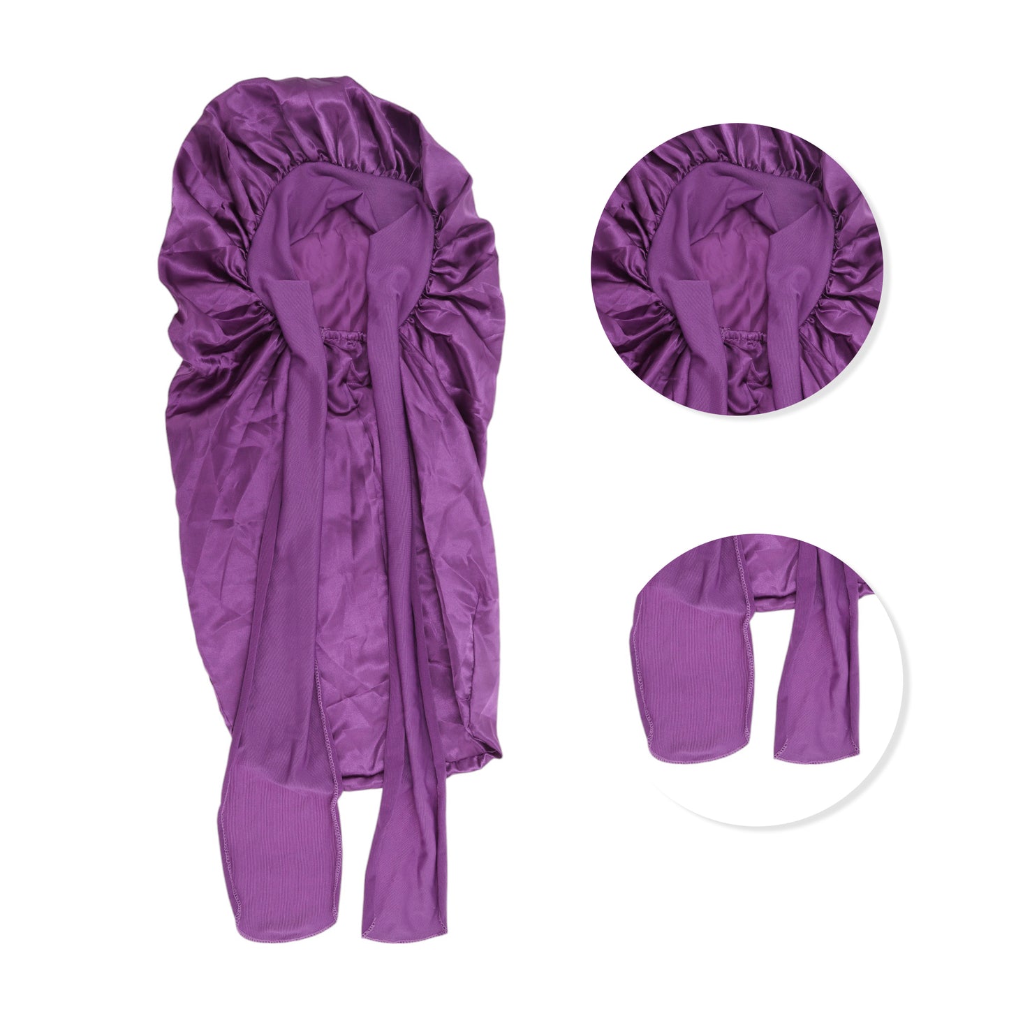 1 Pc Durable Bow Long Shower Cap for Bathroom Dark Purple