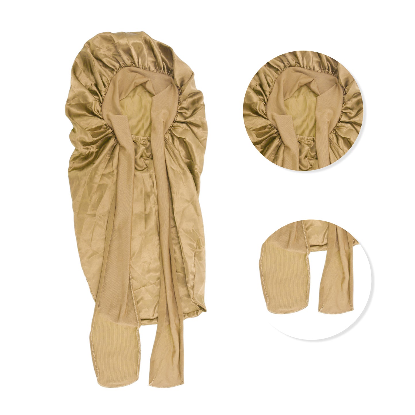 1 Pc Durable Bow Long Shower Cap for Bathroom Gold Tone