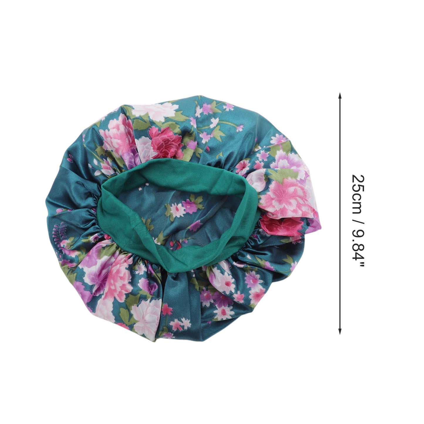 1 Pc High Elasticity Vintage Print Shower Cap for Bathroom Blackish Green