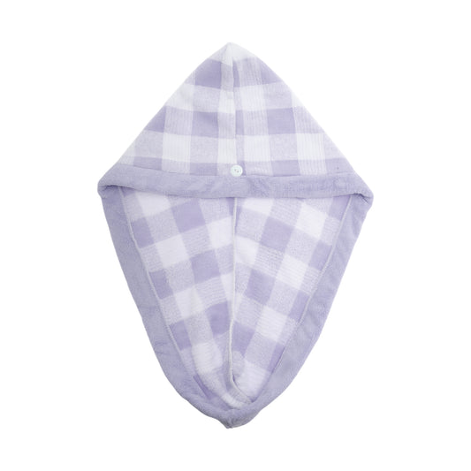 1 Pc Water-absorbent Plaid Hair Drying Towel for Bathroom Purple