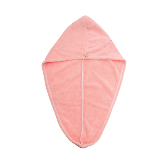 1 Pc Water-absorbent Embroidery Hair Drying Towel for Bathroom Pink
