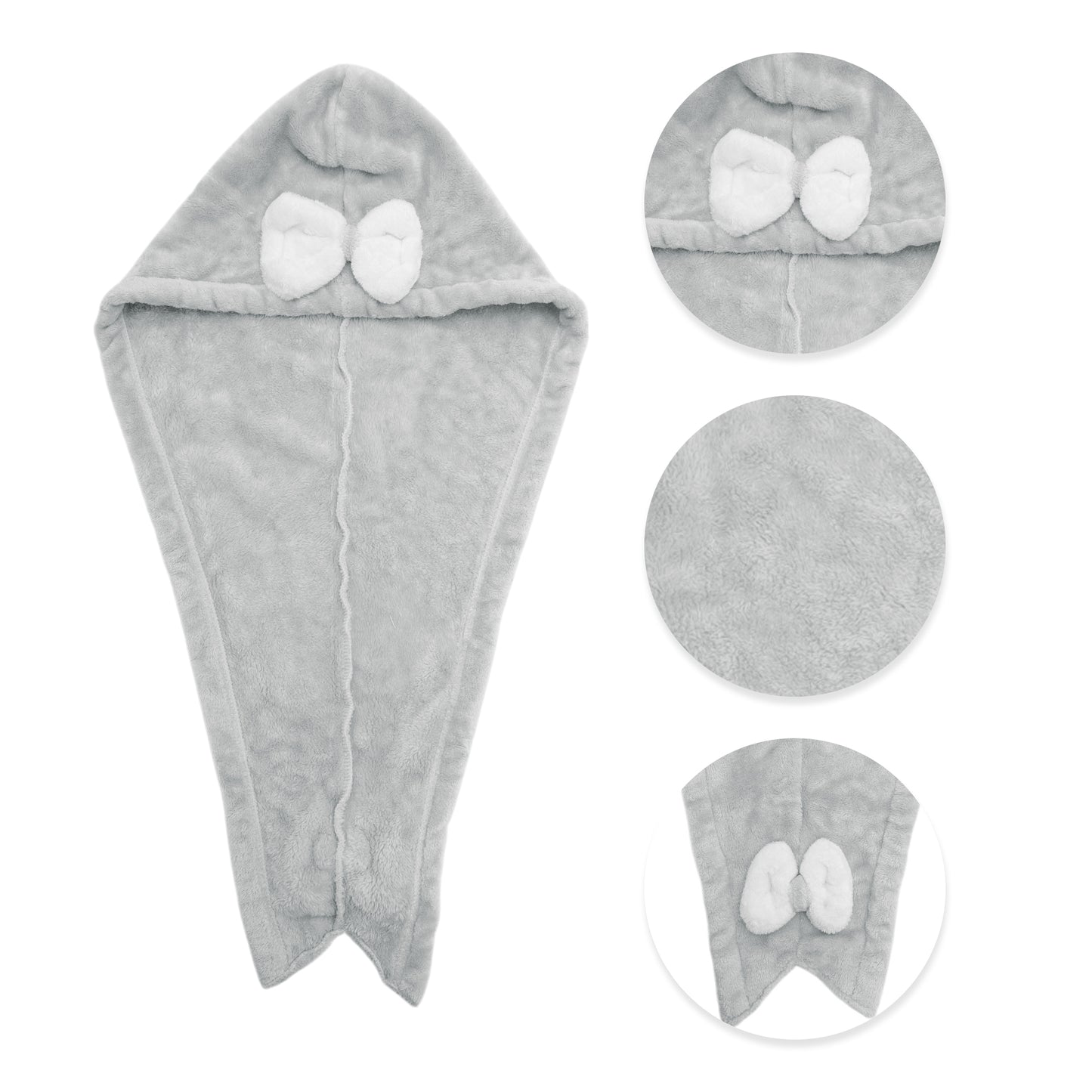 1 Pc Water-absorbent Double Bow Hair Drying Towel for Bathroom Gray
