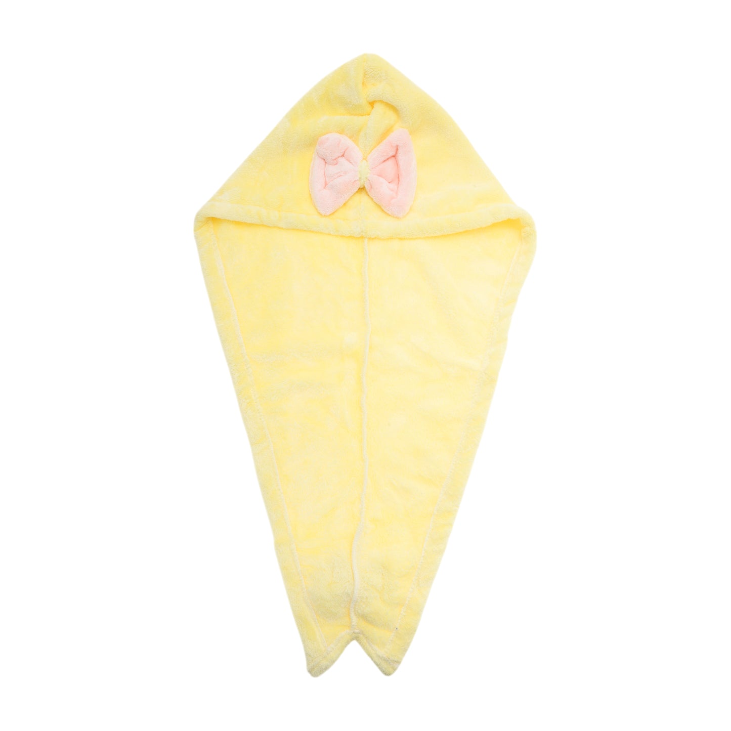 1 Pc Water-absorbent Double Bow Hair Drying Towel for Bathroom Yellow
