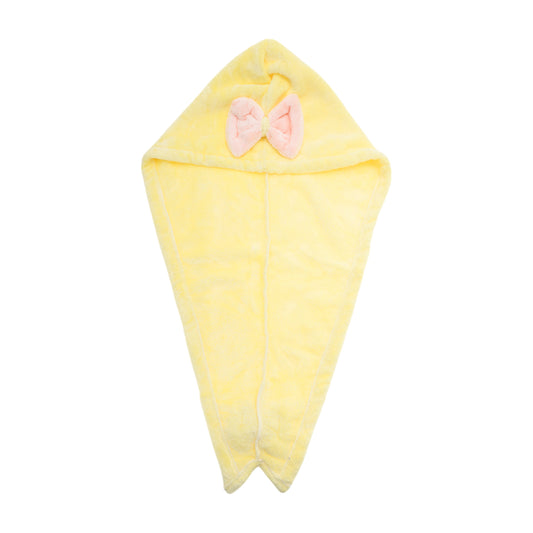 1 Pc Water-absorbent Double Bow Hair Drying Towel for Bathroom Yellow