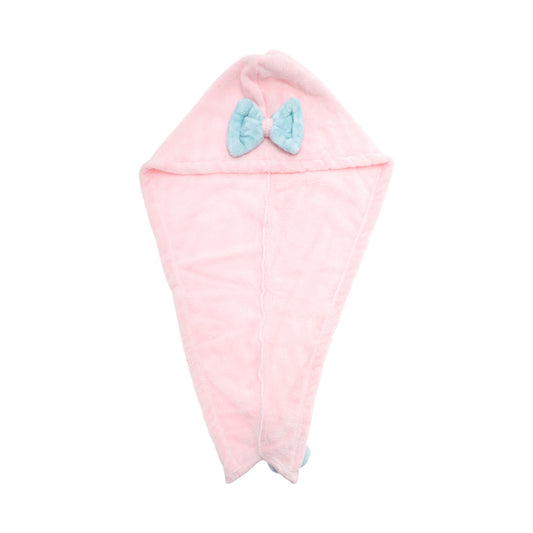 1 Pc Water-absorbent Double Bow Hair Drying Towel for Bathroom Pink