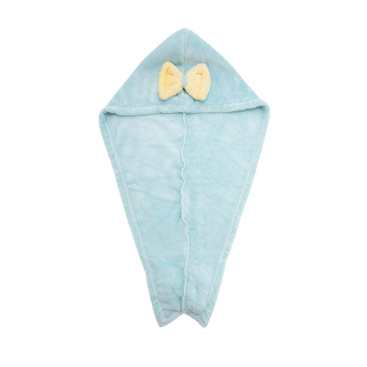 1 Pc Water-absorbent Double Bow Hair Drying Towel for Bathroom Blue