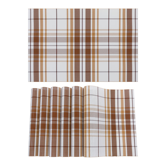 Juego de 6 manteles individuales de PVC para decoración de mesa de cocina y comedor, lavables y resistentes al calor, 45,7 x 30,5 cm