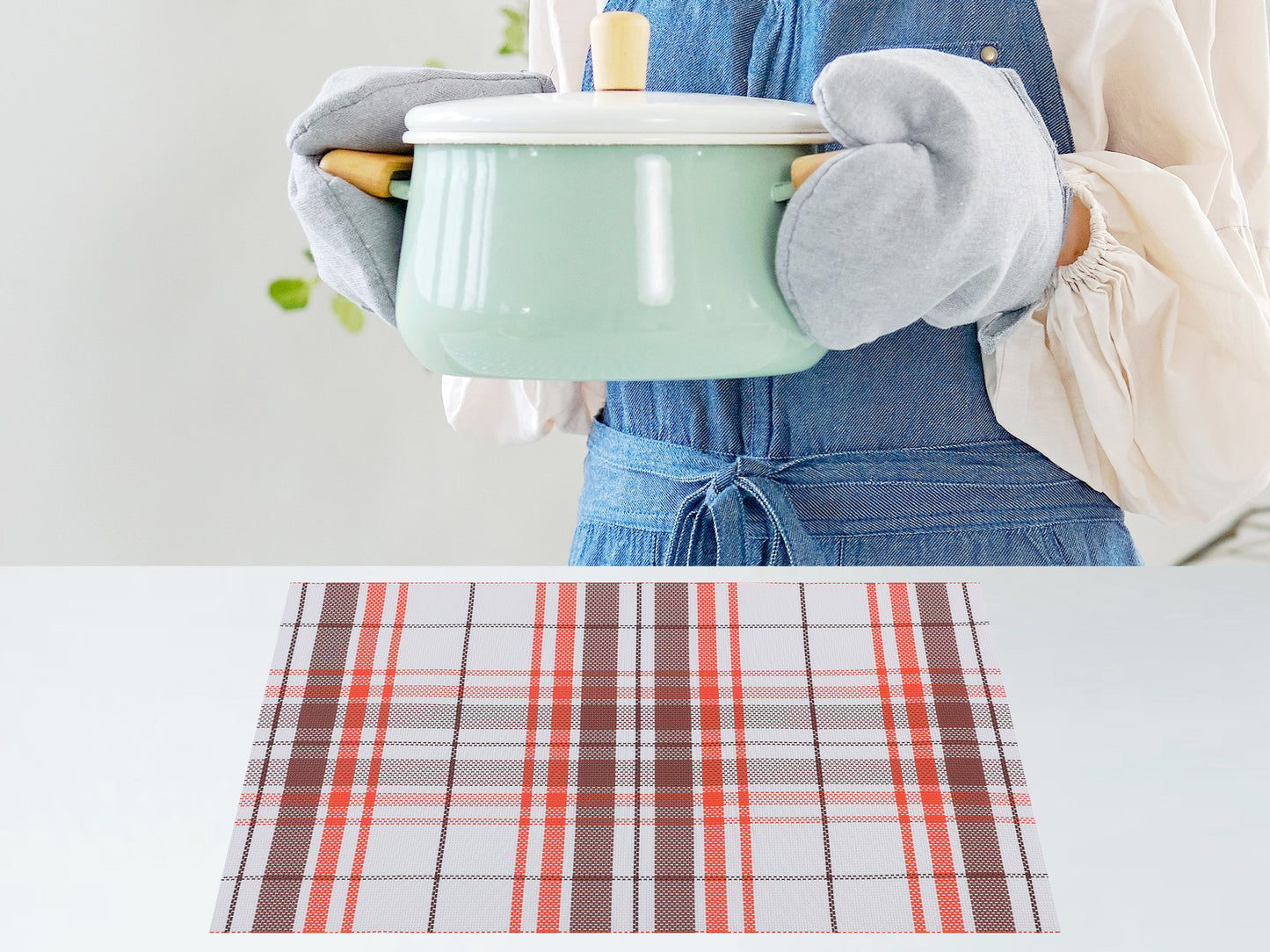 Placemats Set of 6 PVC for Kitchen Dining Table Decor Washable Heat Resistant 18*12in