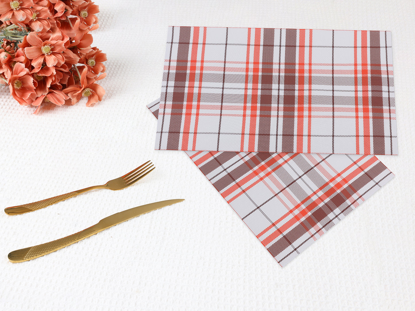 Placemats Set of 6 PVC for Kitchen Dining Table Decor Washable Heat Resistant 18*12in
