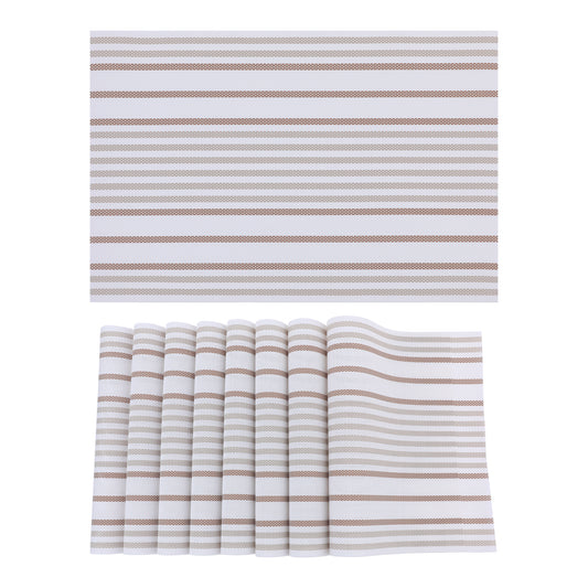 Placemats Set of 8 PVC for Kitchen Dining Table Decor, Washable Wipeable 18*12in