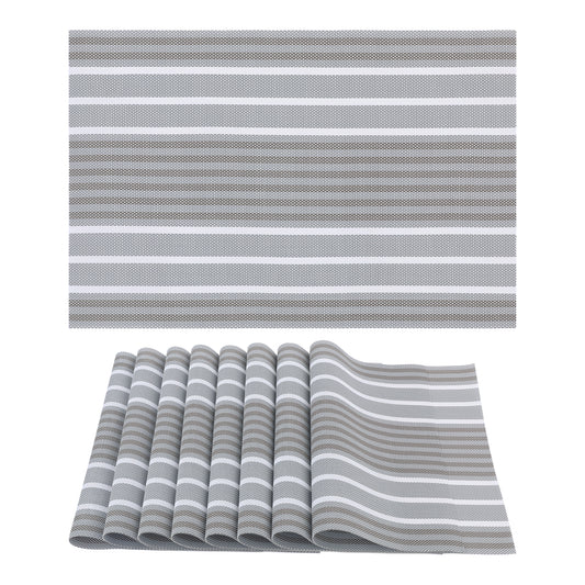 Placemats Set of 8 PVC for Kitchen Dining Table Decor, Washable Wipeable 18*12in