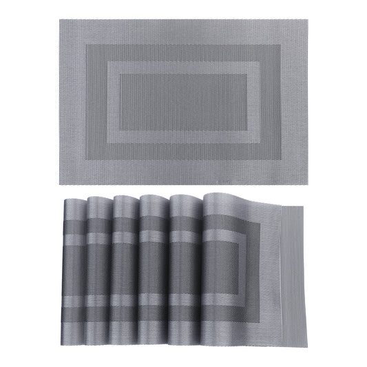 Placemats Set of 6 PVC for Kitchen Dining Table Decor Washable Heat Resistant Wipeable 18*12in