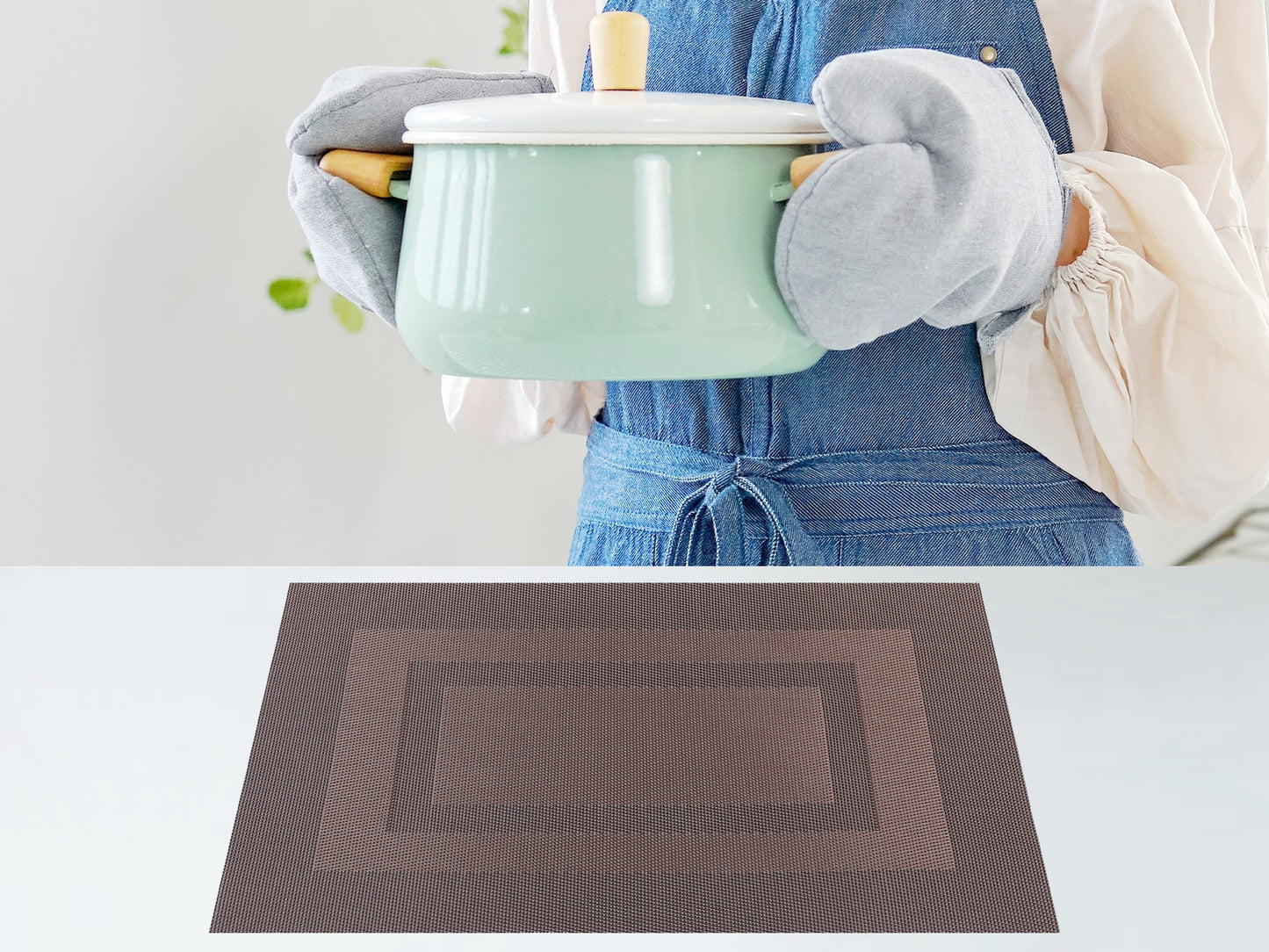 Placemats Set of 6 PVC for Kitchen Dining Table Decor Washable Heat Resistant Wipeable 18*12in