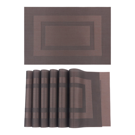 Placemats Set of 6 PVC for Kitchen Dining Table Decor Washable Heat Resistant Wipeable 18*12in
