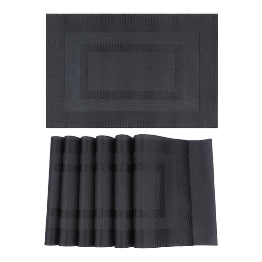 Placemats Set of 6 PVC for Kitchen Dining Table Decor Washable Heat Resistant Wipeable 18*12in