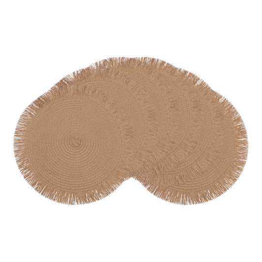 Rustic Placemats Set of 6 Tassel for Dining Table Decor Wipe Clean 15*15in