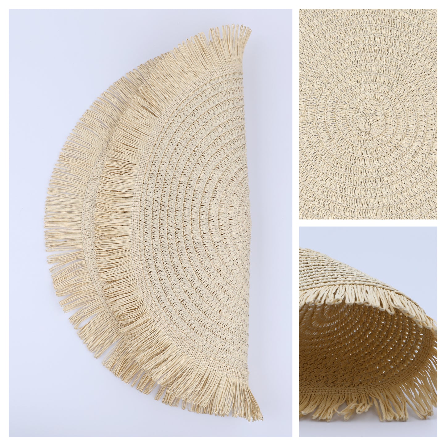 Rustic Placemats Set of 6 Tassel for Dining Table Decor Wipe Clean 15*15in