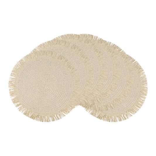 Rustic Placemats Set of 6 Tassel for Dining Table Decor Wipe Clean 15*15in