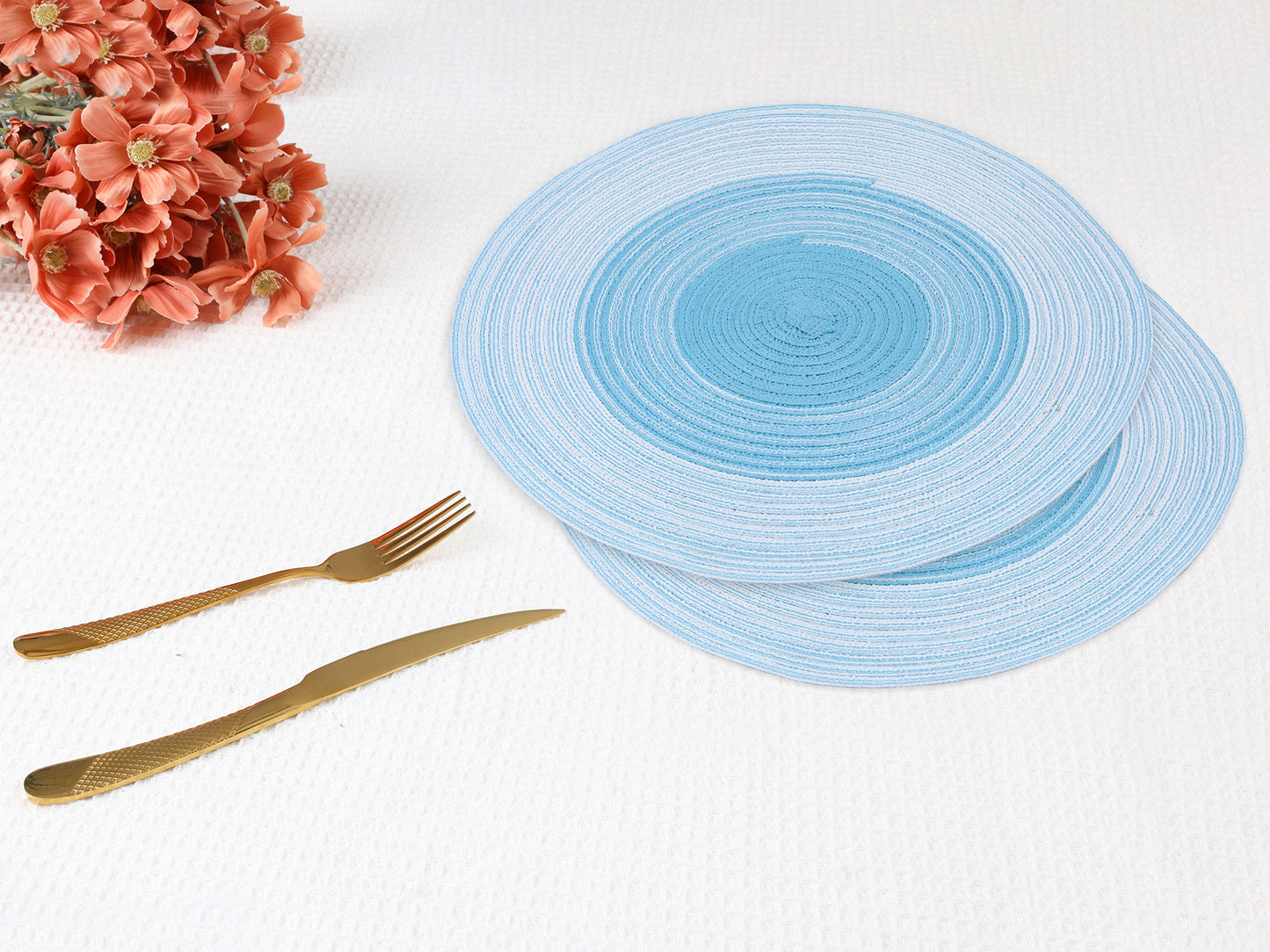 Placemats Set of 6 Rattan for Dining Table Decor Indoor Outdoor Kitchen Wipe Clean 14*14in