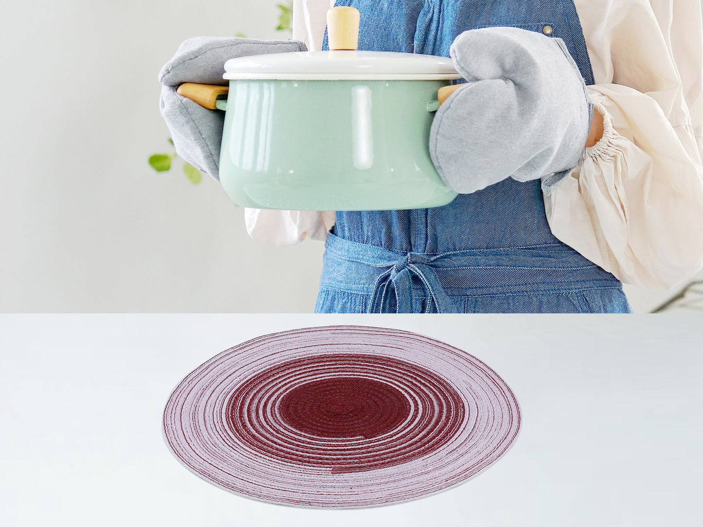 Placemats Set of 6 Rattan for Dining Table Decor Indoor Outdoor Kitchen Wipe Clean 14*14in