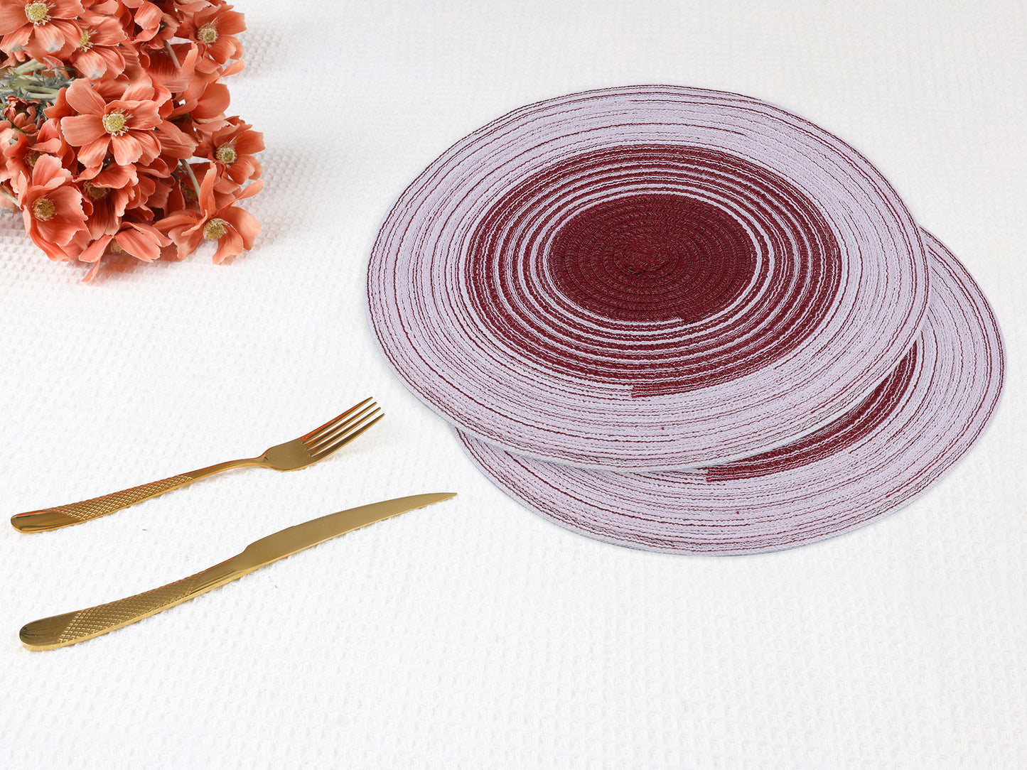 Placemats Set of 6 Rattan for Dining Table Decor Indoor Outdoor Kitchen Wipe Clean 14*14in