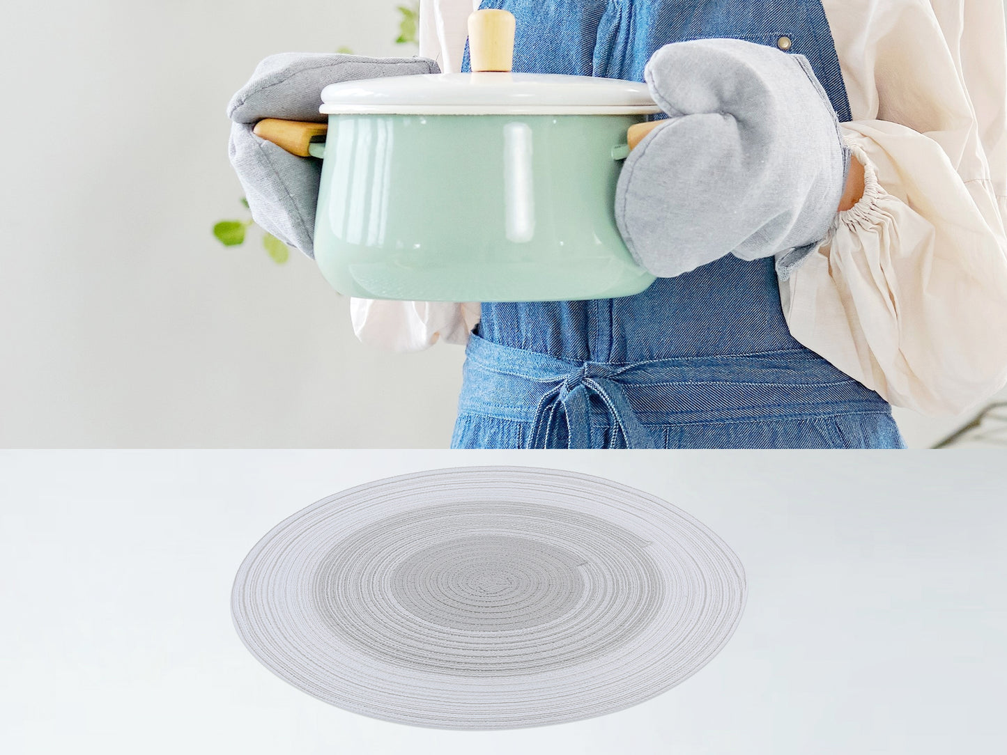 Placemats Set of 6 Rattan for Dining Table Decor Indoor Outdoor Kitchen Wipe Clean 14*14in