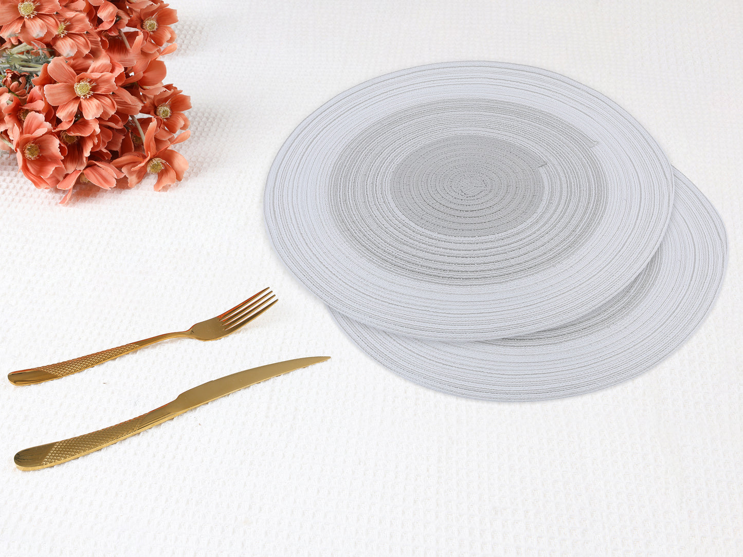Placemats Set of 6 Rattan for Dining Table Decor Indoor Outdoor Kitchen Wipe Clean 14*14in