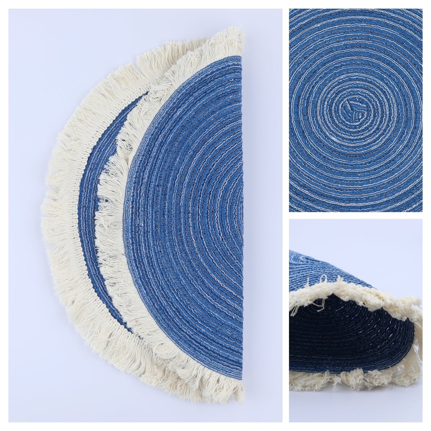 Rustic Placemats Set of 6 Round Rattan for Dining Table Decor Wipe Clean 15*15in
