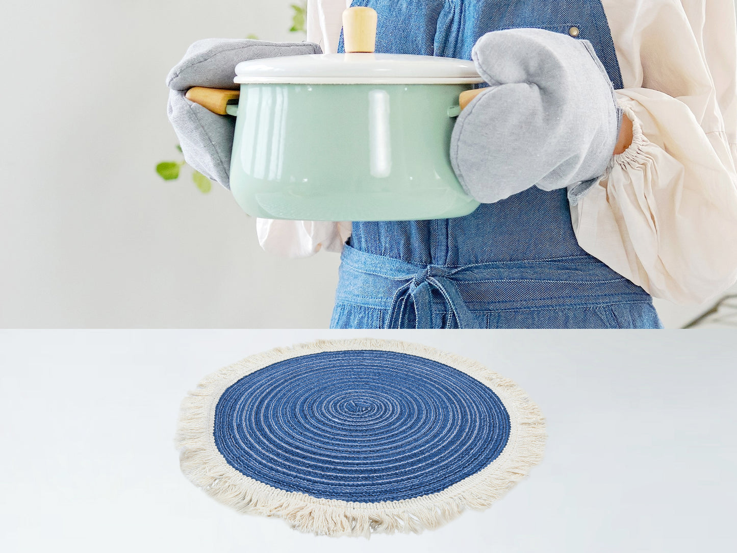 Rustic Placemats Set of 6 Round Rattan for Dining Table Decor Wipe Clean 15*15in